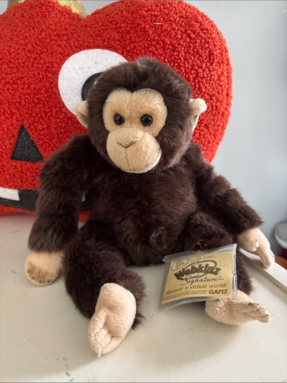 Rare webkins GANZ Brown Plush chimp with unused code tag